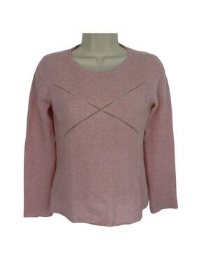 Max Studio Women Small Solid Pink All Cashmere Long Sleeve Pullover Sweater Top
